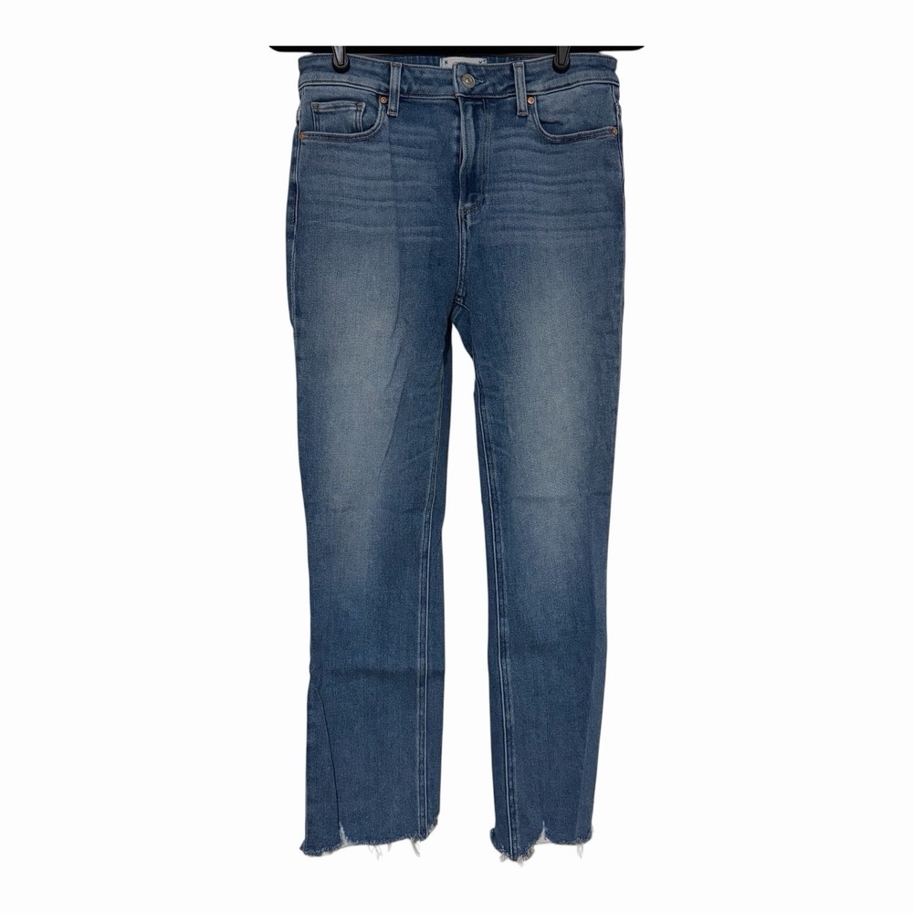 Paige Cindy High Rise Ankle Frayed Raw Hem Jeans Blue Denim Size 29 26.5" Inseam